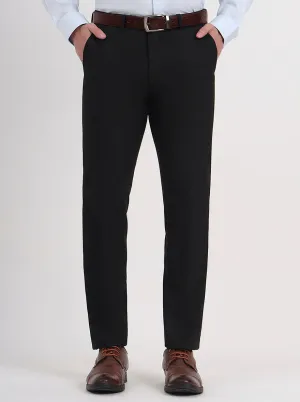 Black Solid Slim Fit Formal Trouser | Greenfibre
