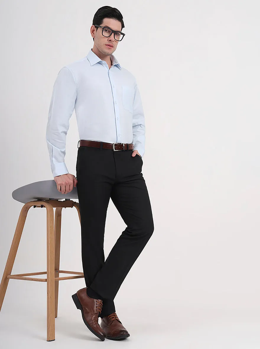 Black Solid Slim Fit Formal Trouser | Greenfibre