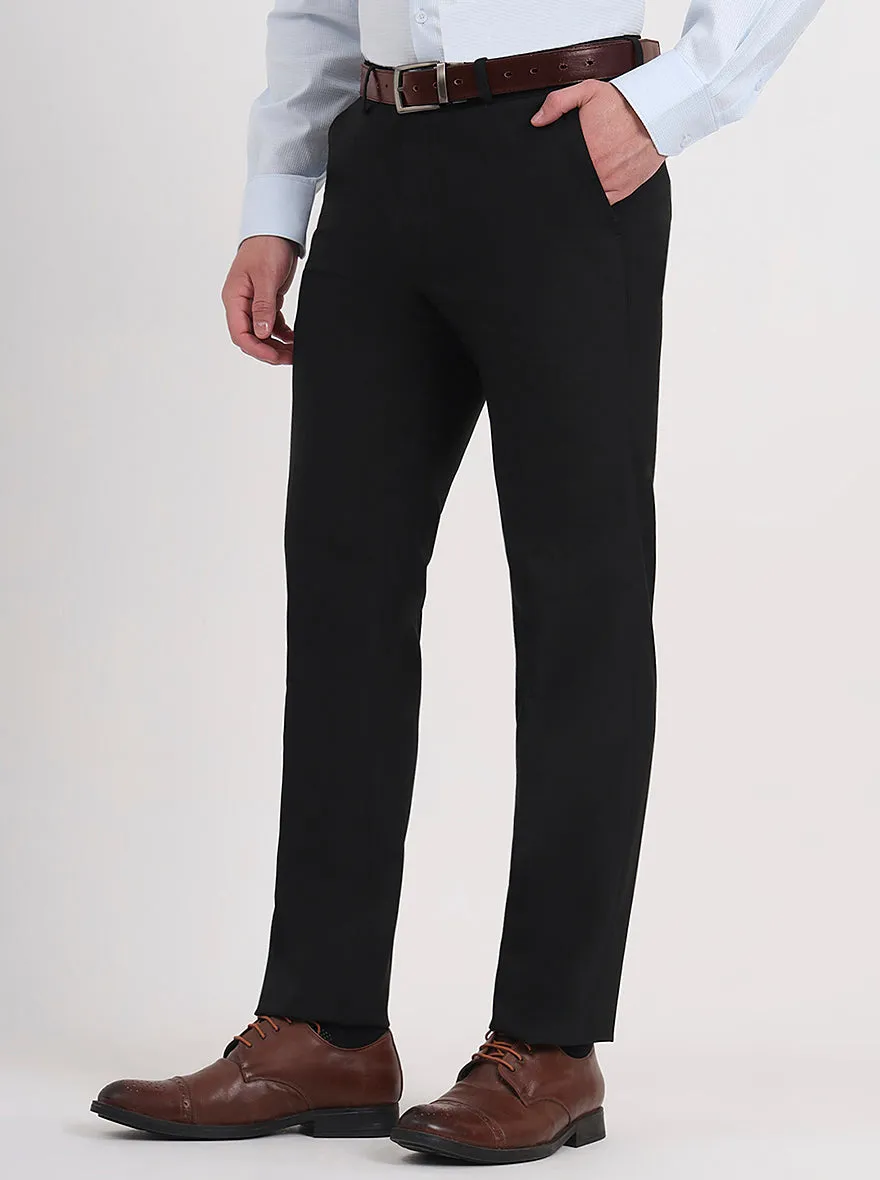 Black Solid Slim Fit Formal Trouser | Greenfibre