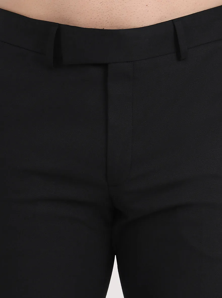 Black Solid Slim Fit Formal Trouser | Greenfibre