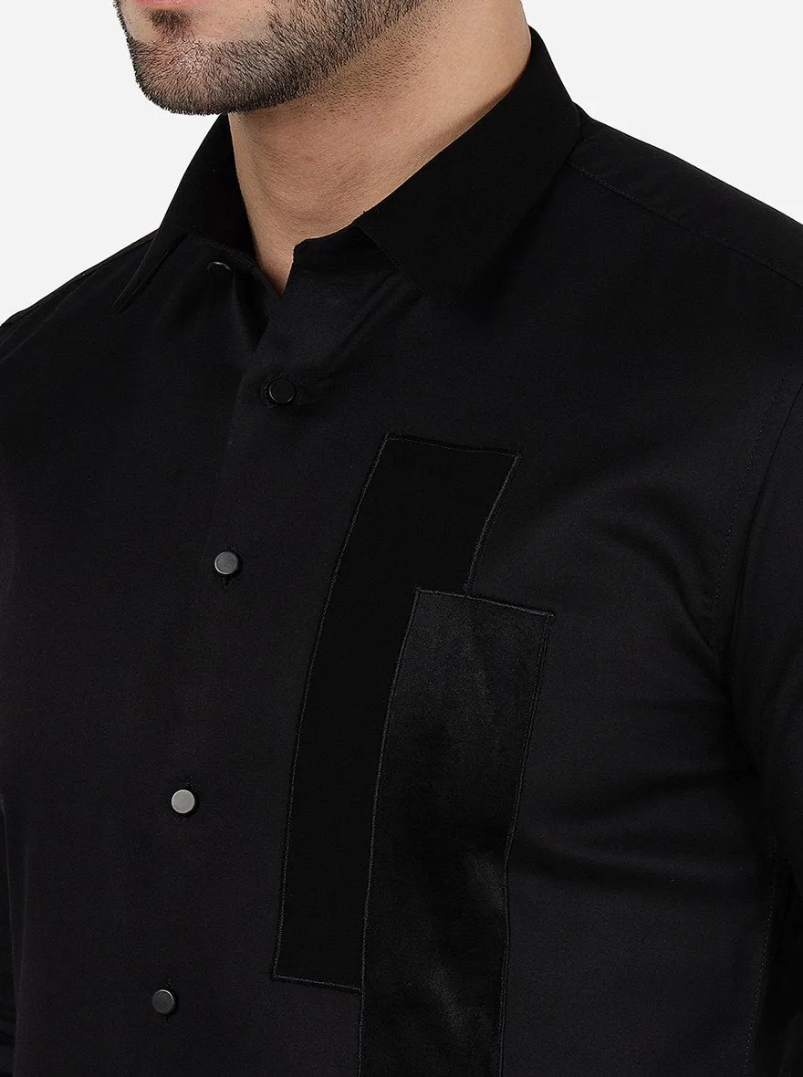 Black Solid Slim Fit Party Wear Shirt | JB Studio
