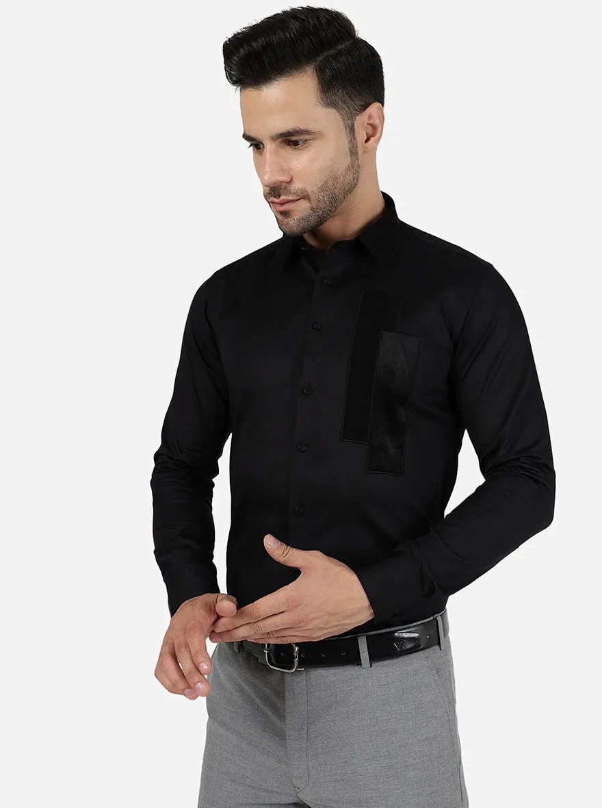 Black Solid Slim Fit Party Wear Shirt | JB Studio