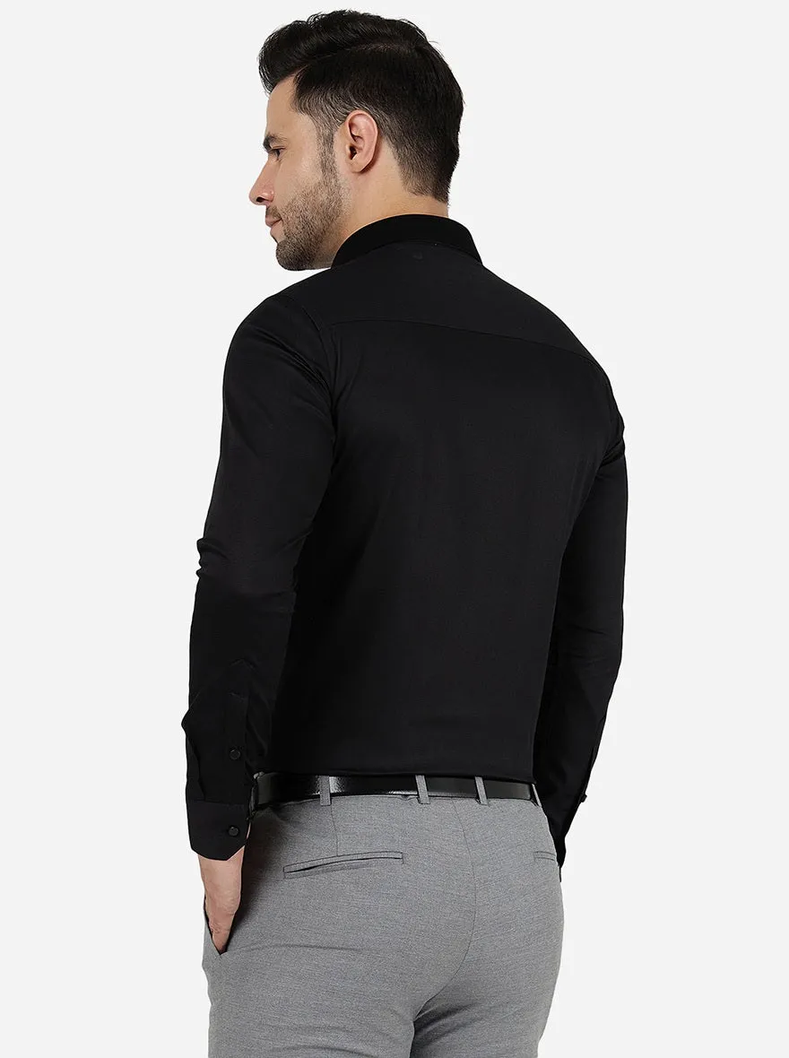Black Solid Slim Fit Party Wear Shirt | JB Studio