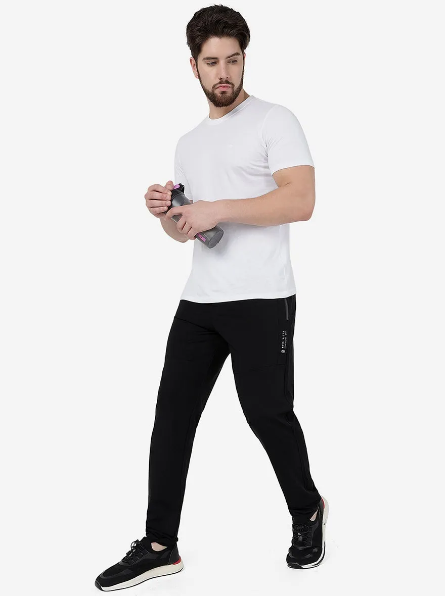 Black Solid Slim Fit Track Pant | JadeBlue