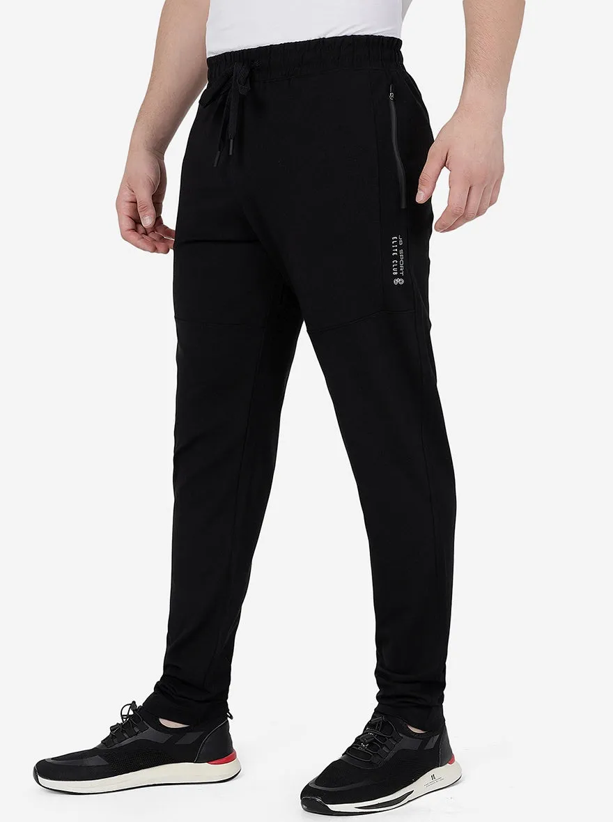 Black Solid Slim Fit Track Pant | JadeBlue