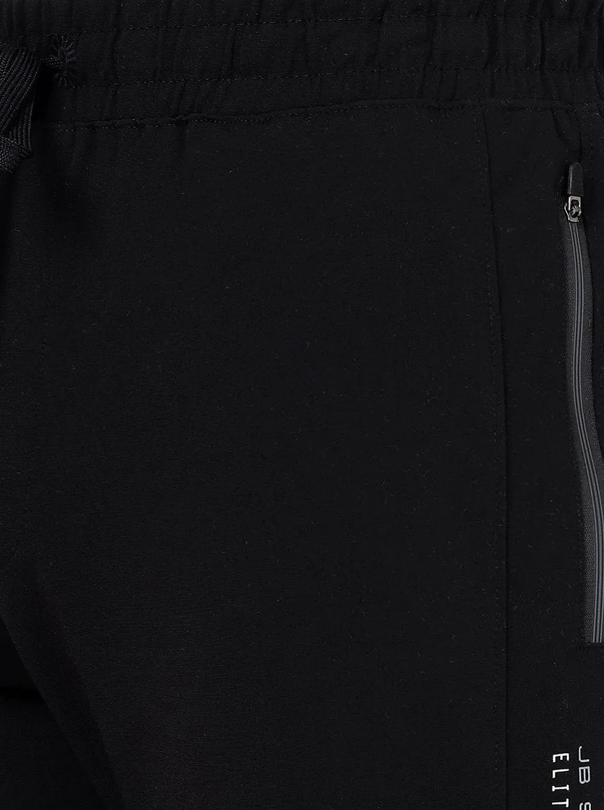 Black Solid Slim Fit Track Pant | JadeBlue