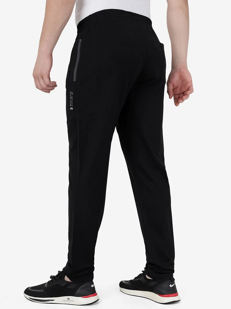Black Solid Slim Fit Track Pant | JadeBlue