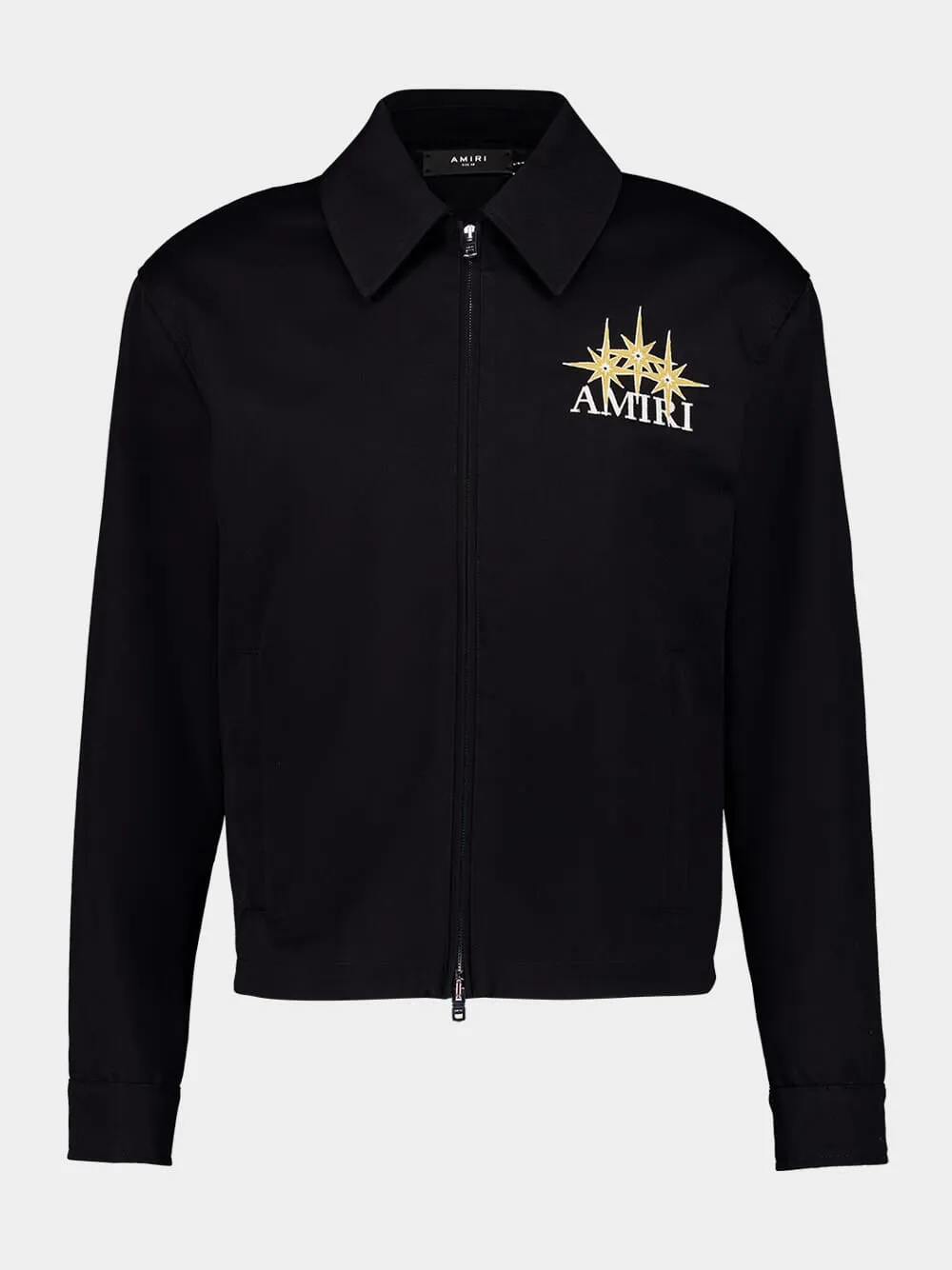 Black Zipped Starburst Cotton Blouson