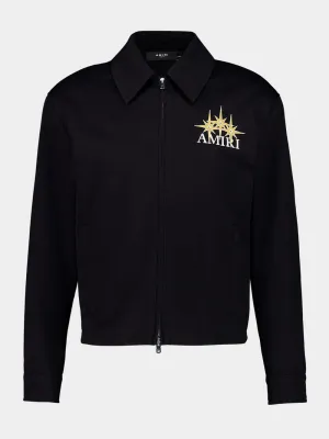 Black Zipped Starburst Cotton Blouson