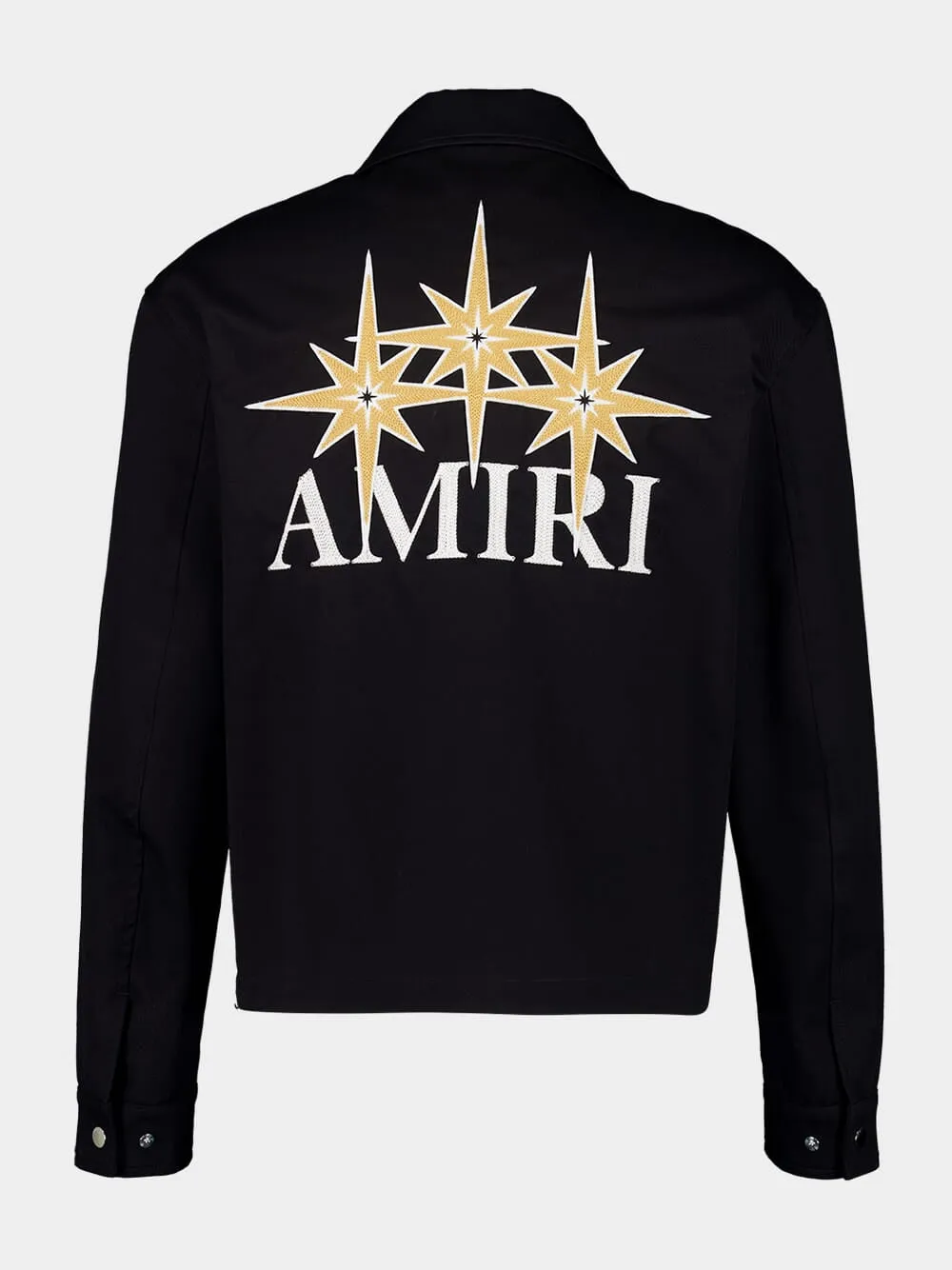 Black Zipped Starburst Cotton Blouson