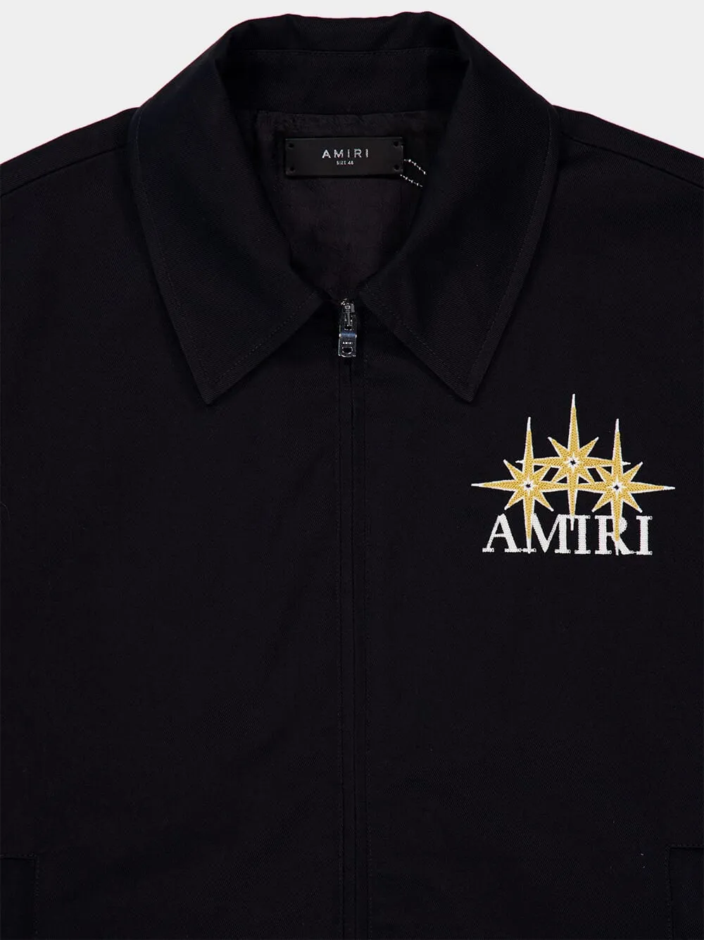 Black Zipped Starburst Cotton Blouson
