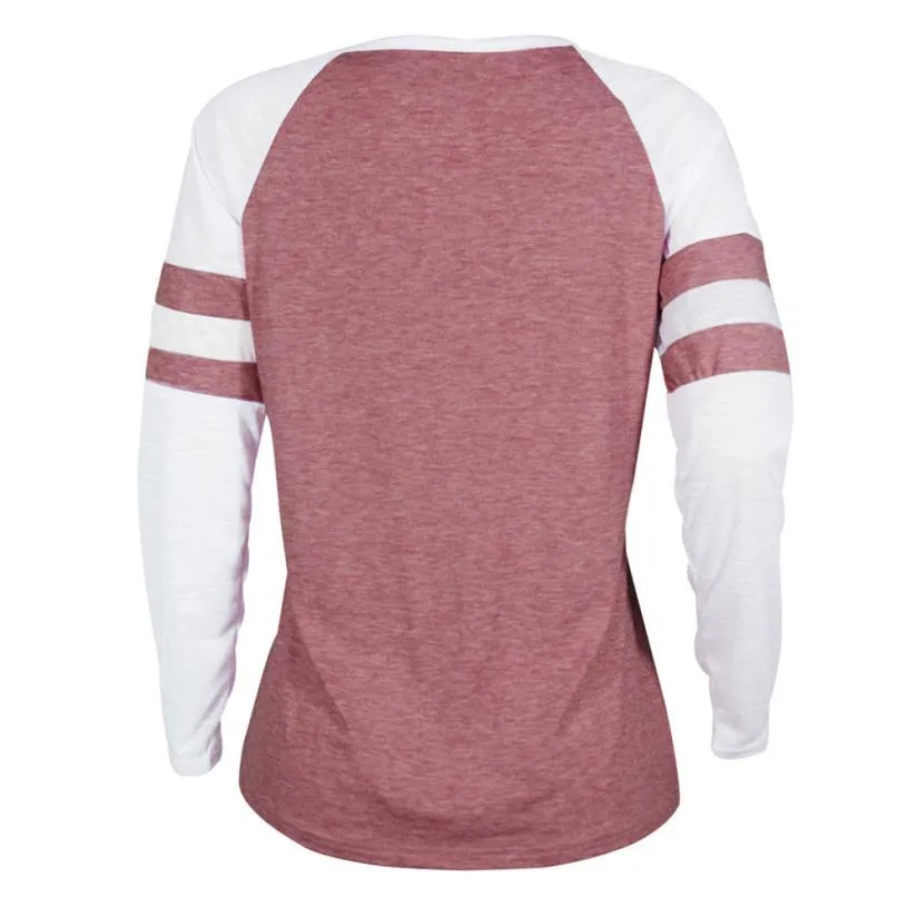 Blessed Mama  Women's Long Sleeve Vintage Patchwork T-Shirt