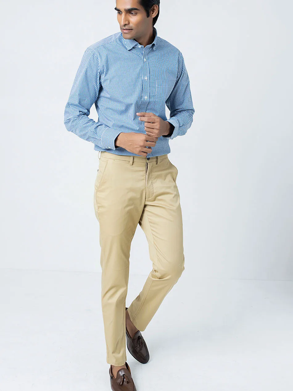 BLUE GINGHAM BUTTON UNDER SHIRT