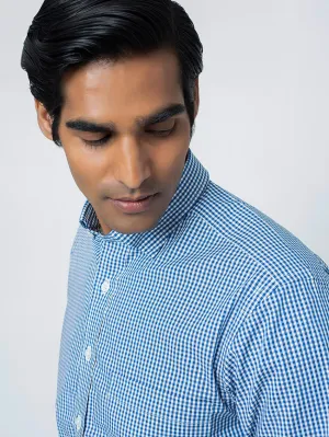 BLUE GINGHAM BUTTON UNDER SHIRT