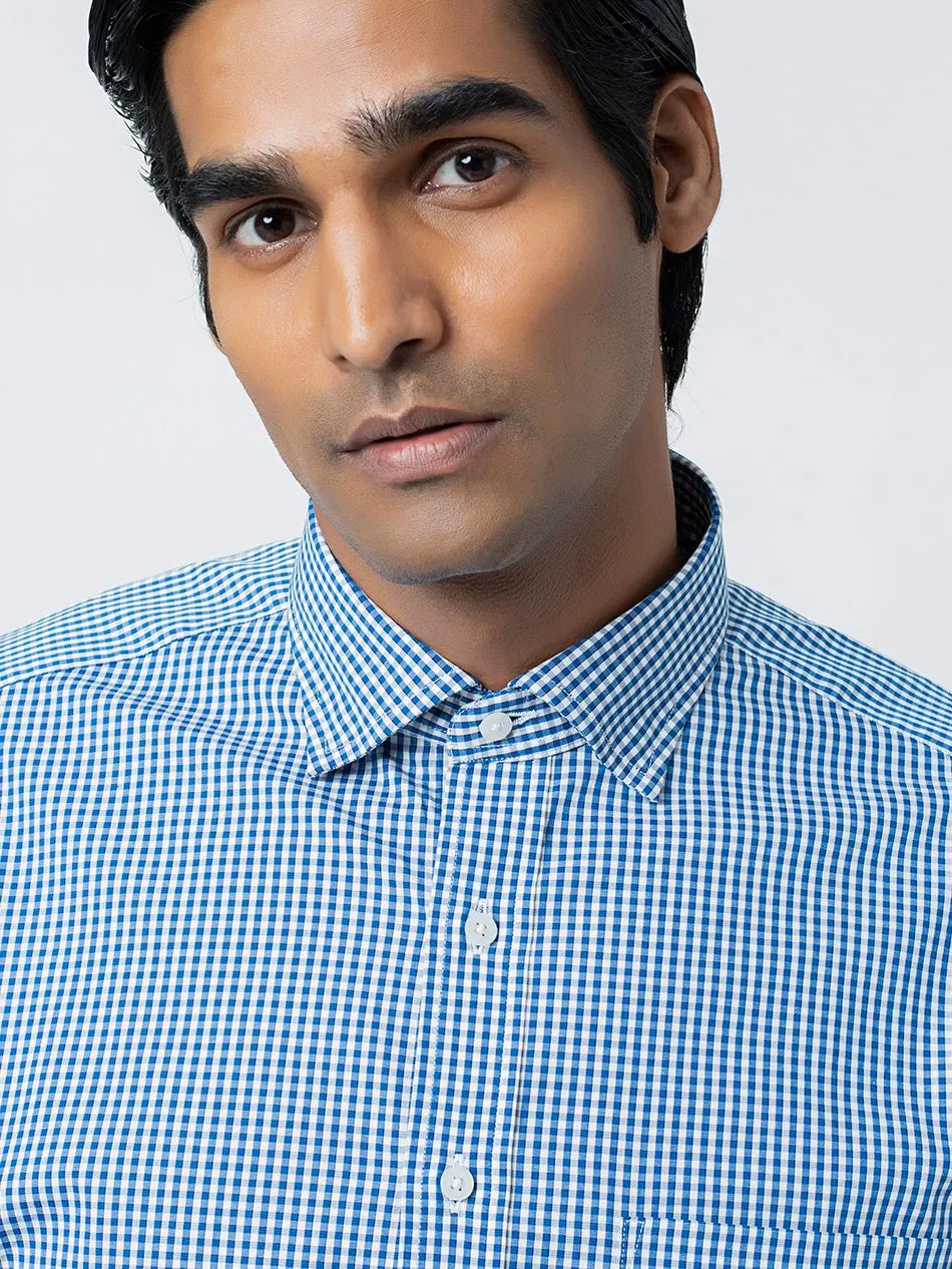 BLUE GINGHAM BUTTON UNDER SHIRT
