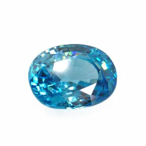 Blue Zircon 13.69 mm 10.89 carats Faceted Oval Gemstone - Thailand