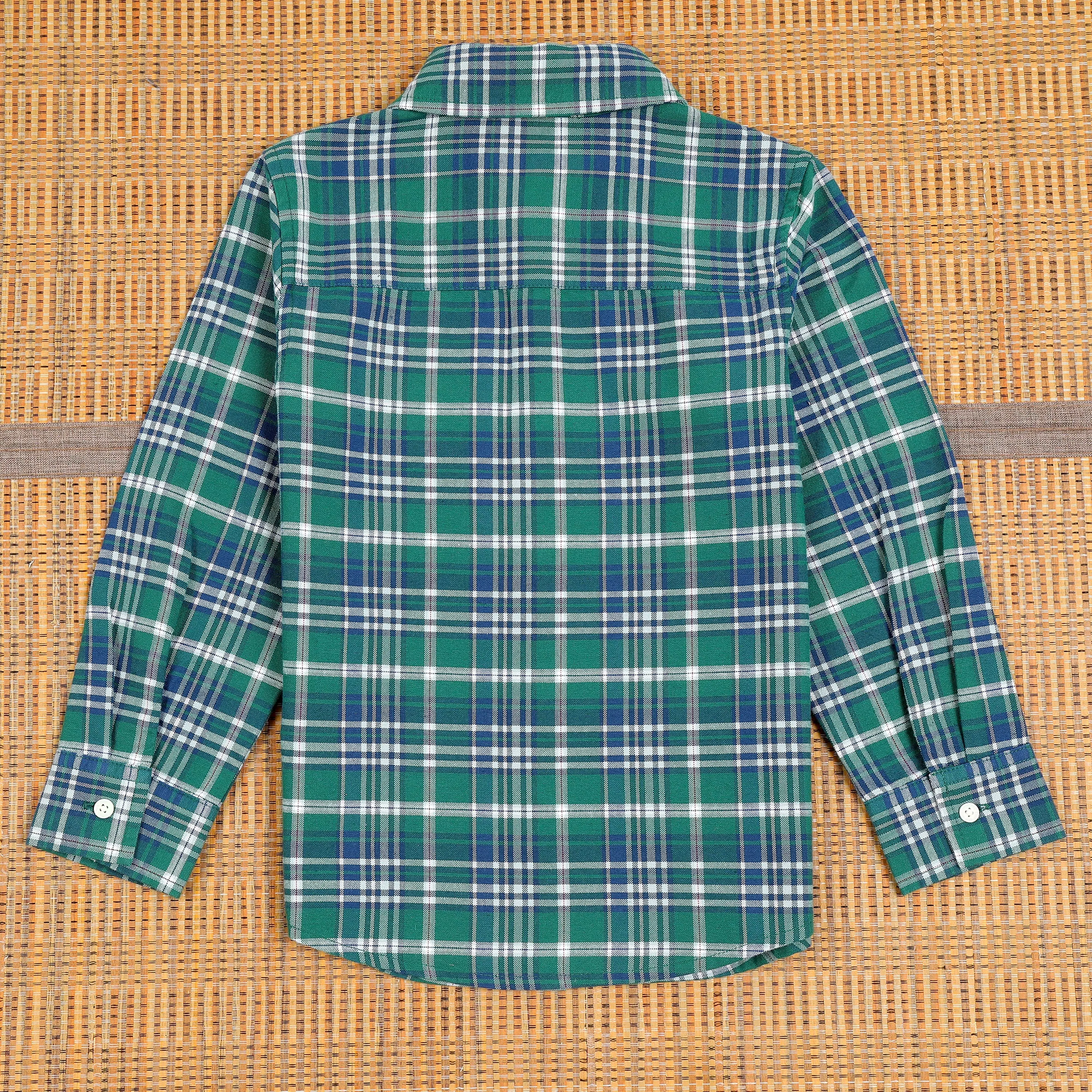 Boys Brushed Cotton Checkered Shirt Green