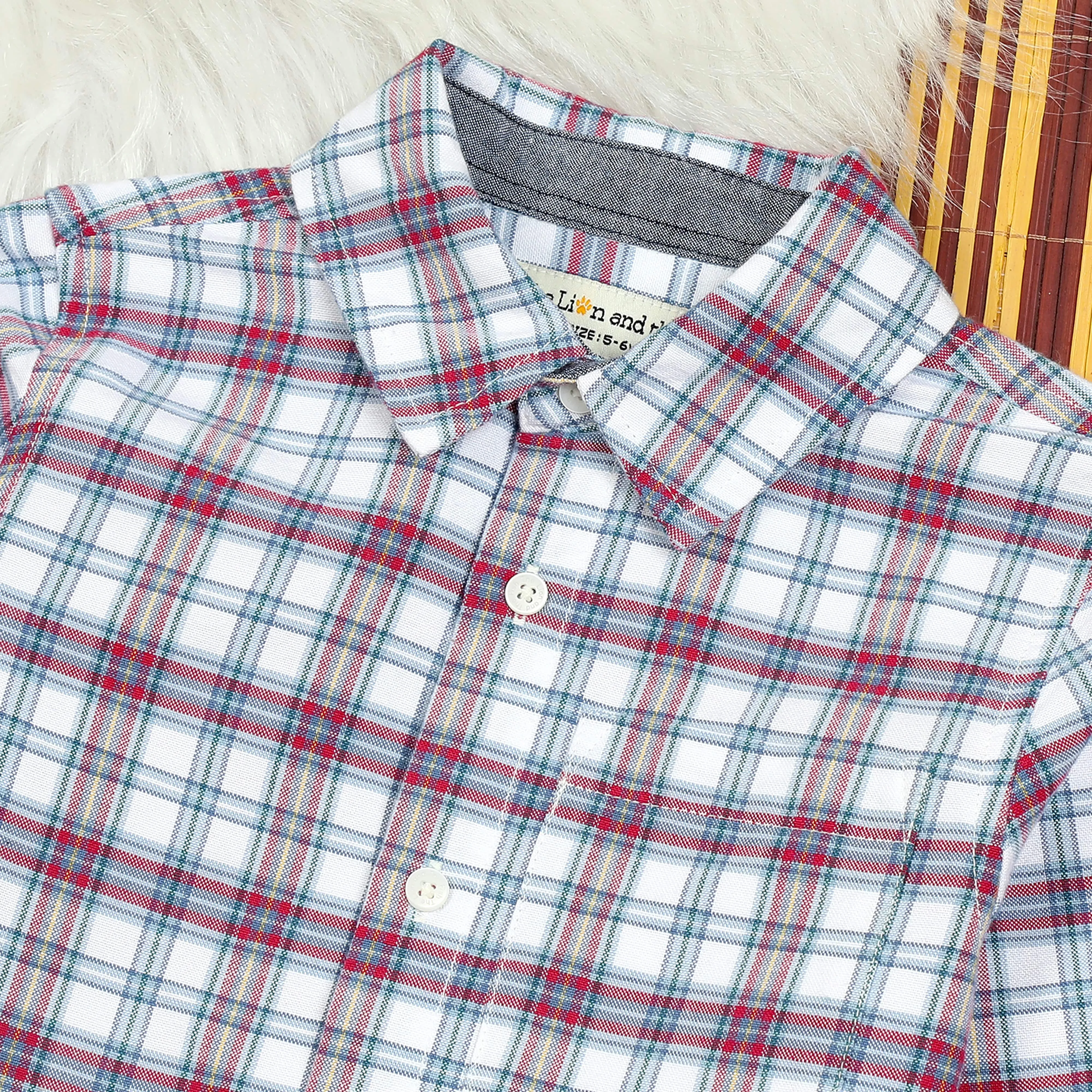 Boys Brushed Cotton Checkered Shirt Red