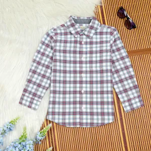 Boys Brushed Cotton Checkered Shirt Red