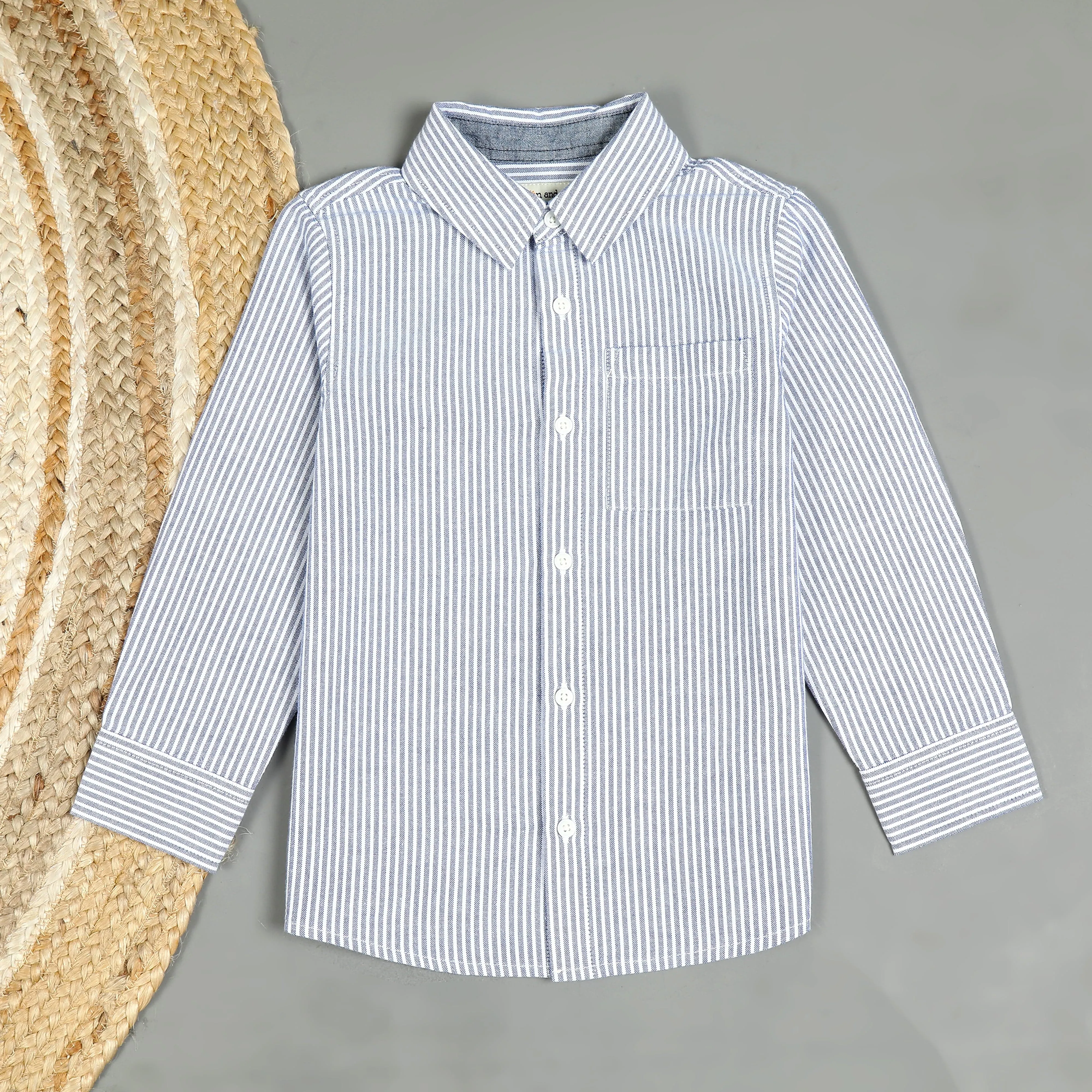 Boys Full Sleeve Shirt Navy Stripe
