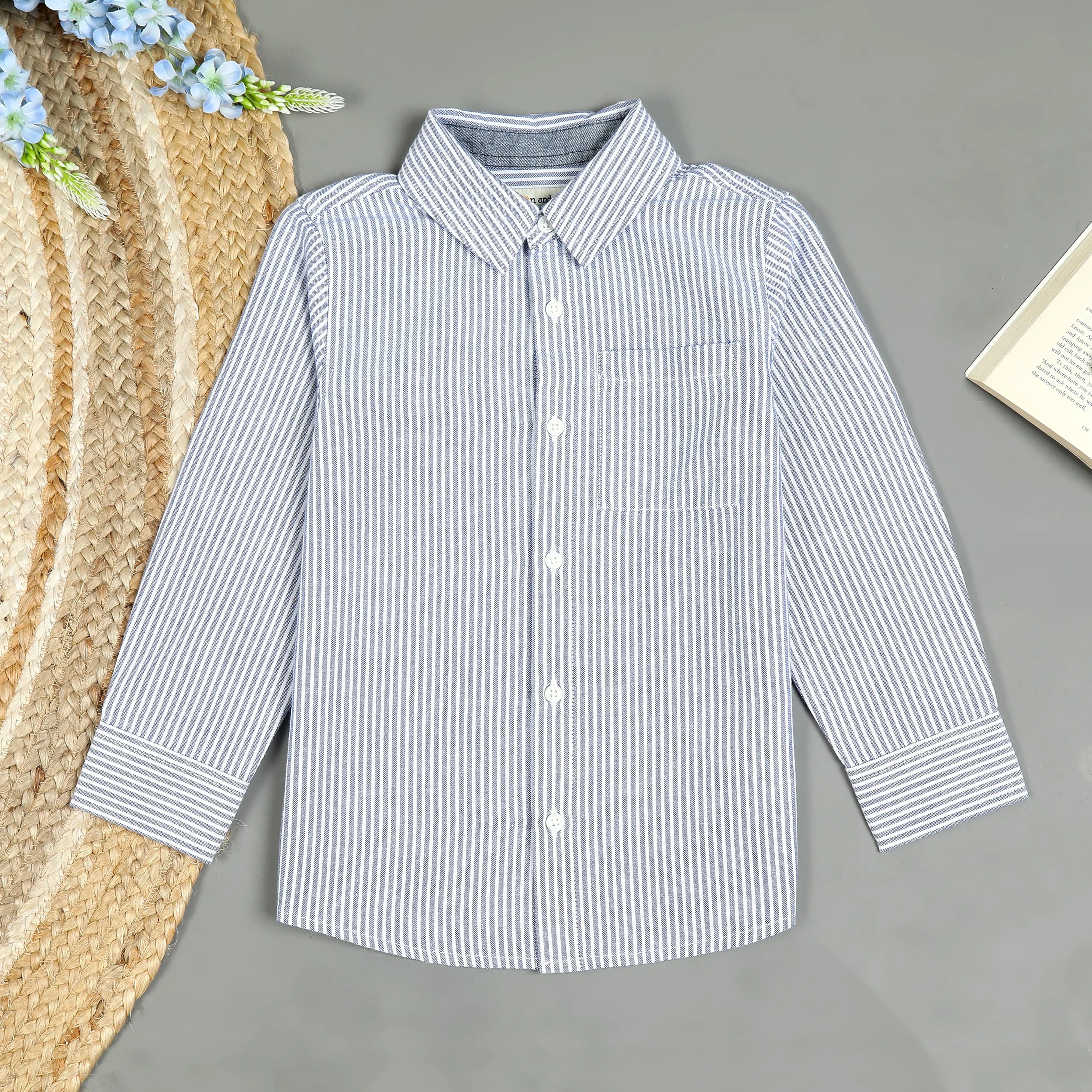 Boys Full Sleeve Shirt Navy Stripe