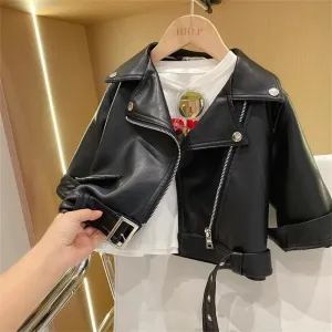 Boys Leather Jackets Classics Handsome Baby Boy Pu Outerwear Kids Clothing Zipper Fly Coats
