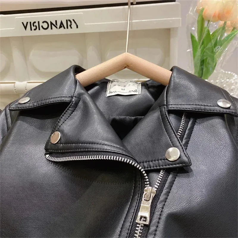 Boys Leather Jackets Classics Handsome Baby Boy Pu Outerwear Kids Clothing Zipper Fly Coats