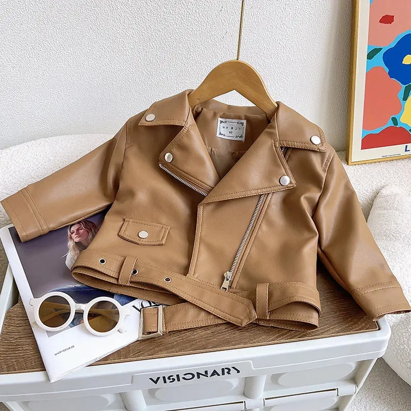 Boys Leather Jackets Classics Handsome Baby Boy Pu Outerwear Kids Clothing Zipper Fly Coats