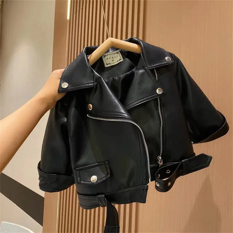 Boys Leather Jackets Classics Handsome Baby Boy Pu Outerwear Kids Clothing Zipper Fly Coats
