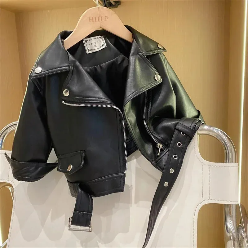 Boys Leather Jackets Classics Handsome Baby Boy Pu Outerwear Kids Clothing Zipper Fly Coats