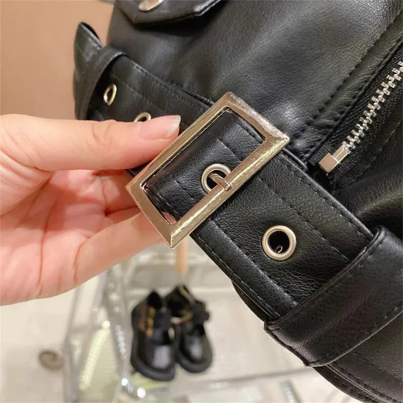 Boys Leather Jackets Classics Handsome Baby Boy Pu Outerwear Kids Clothing Zipper Fly Coats