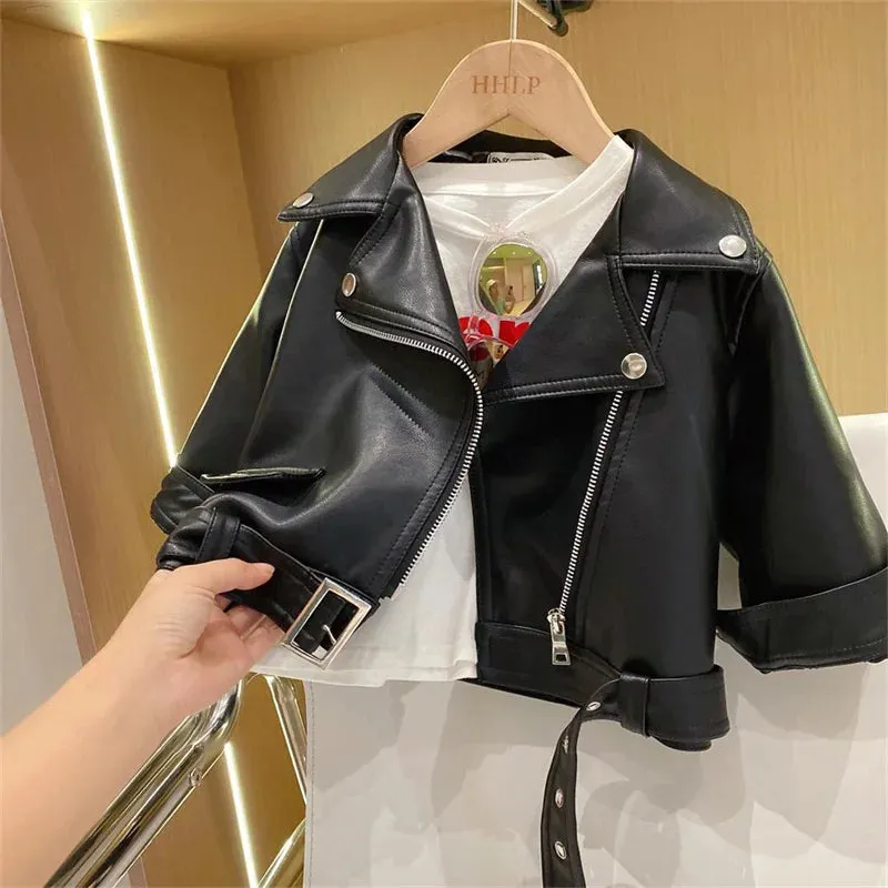 Boys Leather Jackets Classics Handsome Baby Boy Pu Outerwear Kids Clothing Zipper Fly Coats