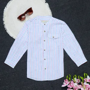 Boys Roll Up Sleeve Shirt Multi Stripes