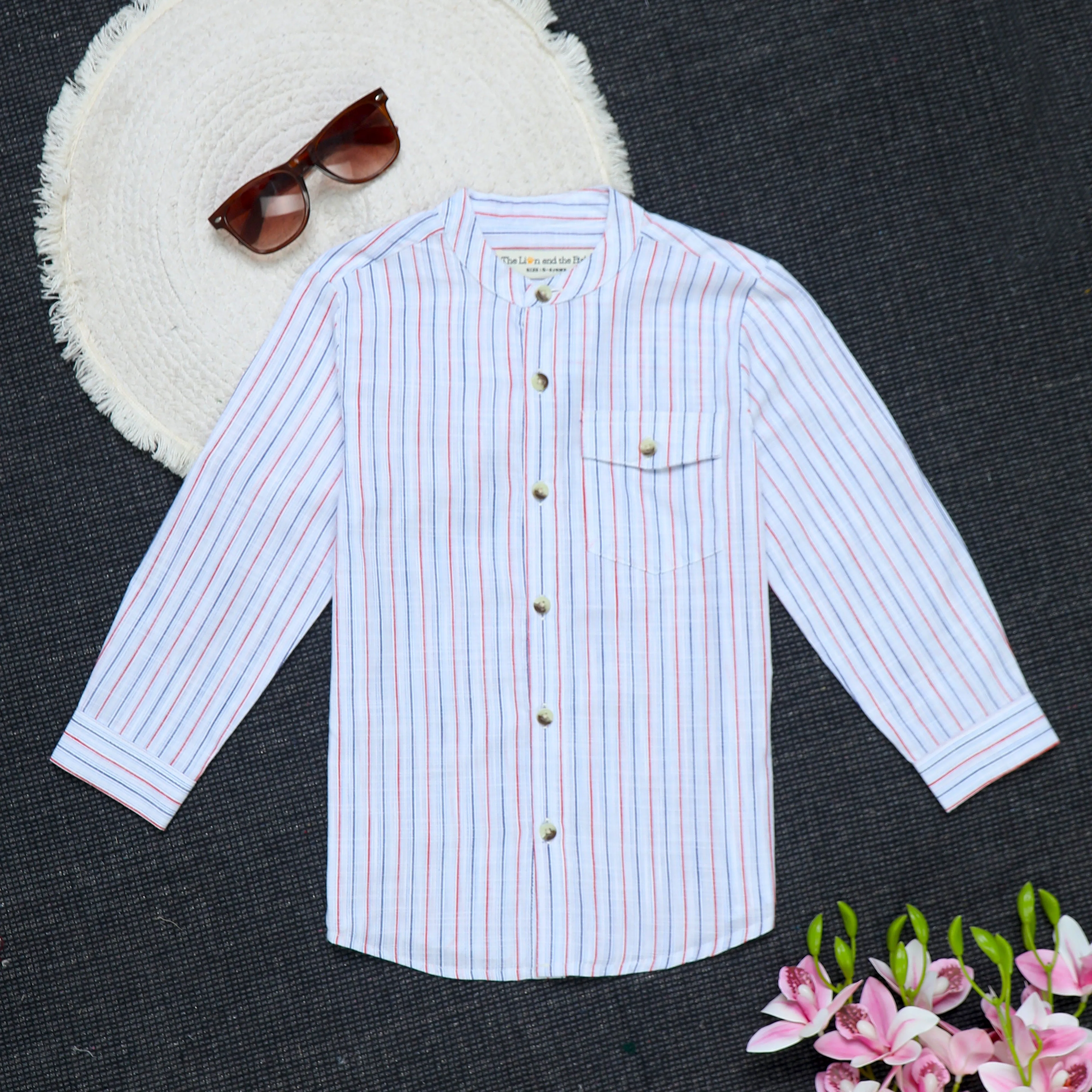 Boys Roll Up Sleeve Shirt Multi Stripes