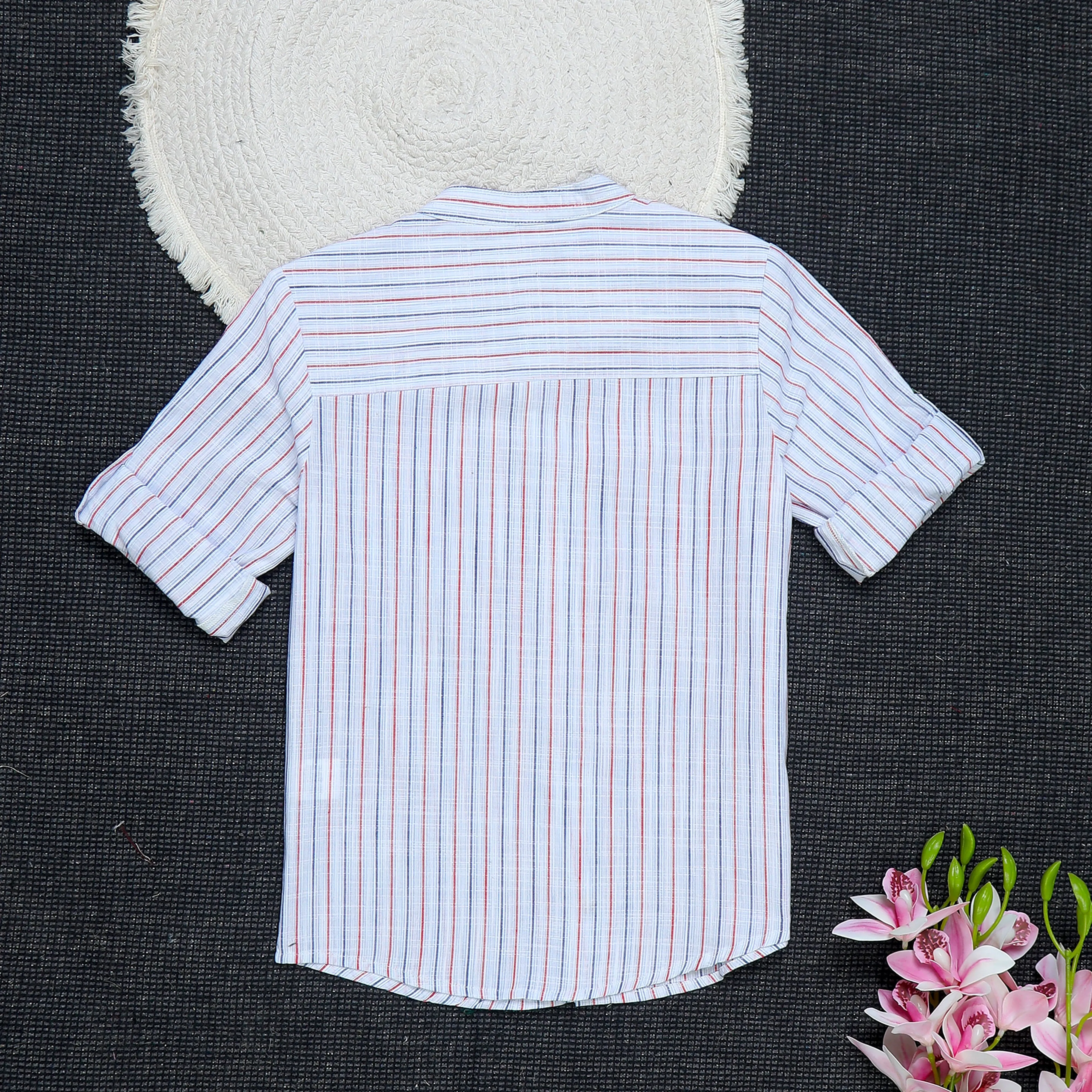 Boys Roll Up Sleeve Shirt Multi Stripes