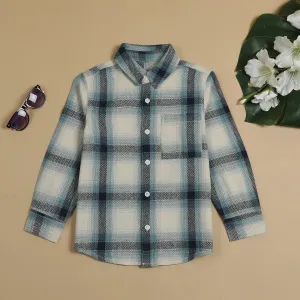 Boys Tartan Checked Shirt Green Blue