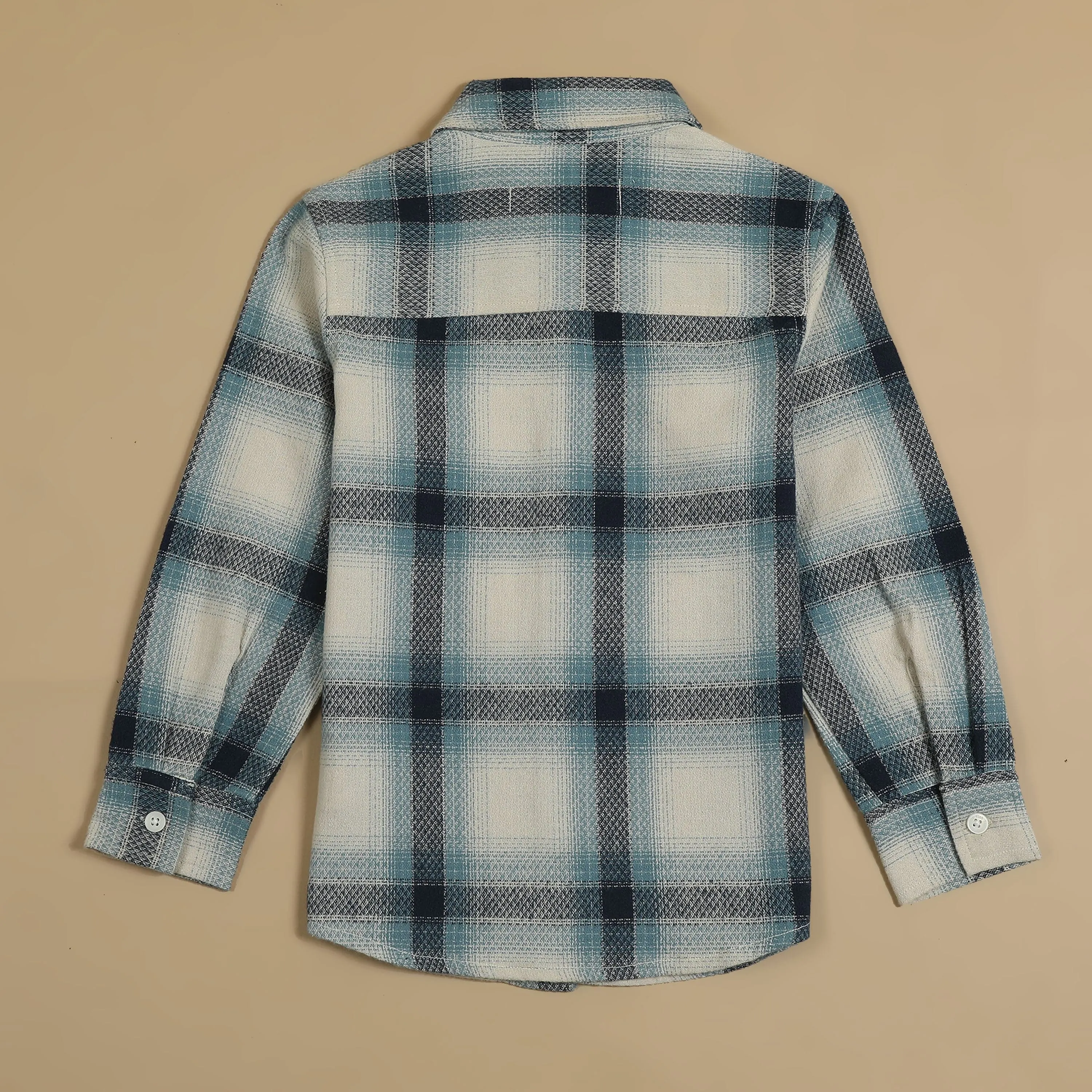 Boys Tartan Checked Shirt Green Blue