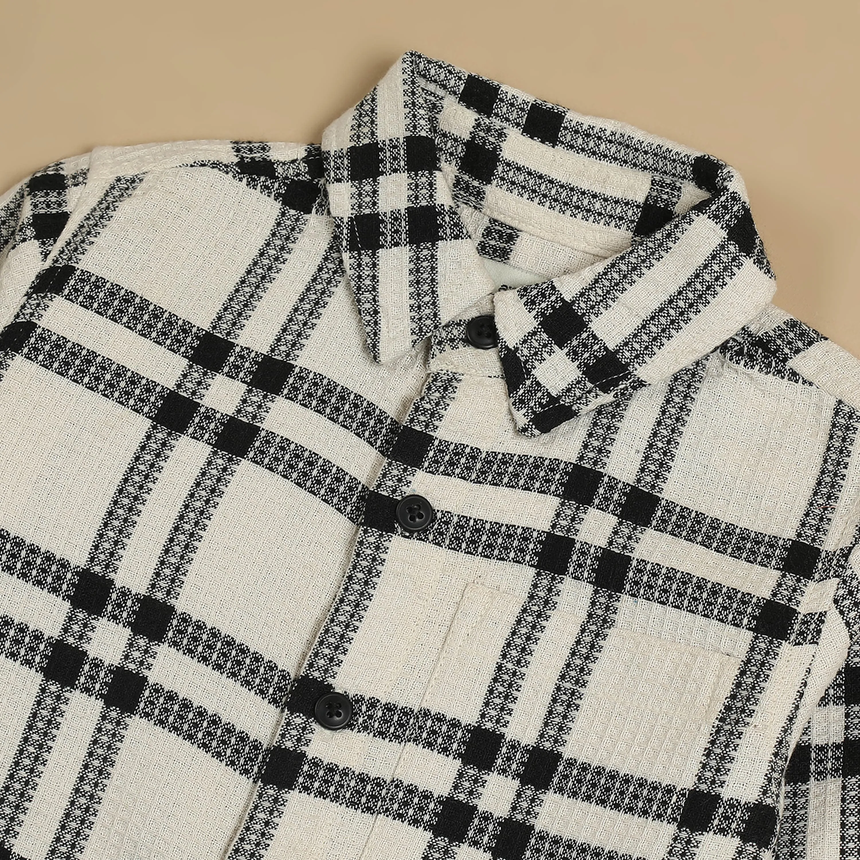 Boys Tartan Checked Shirt White Black