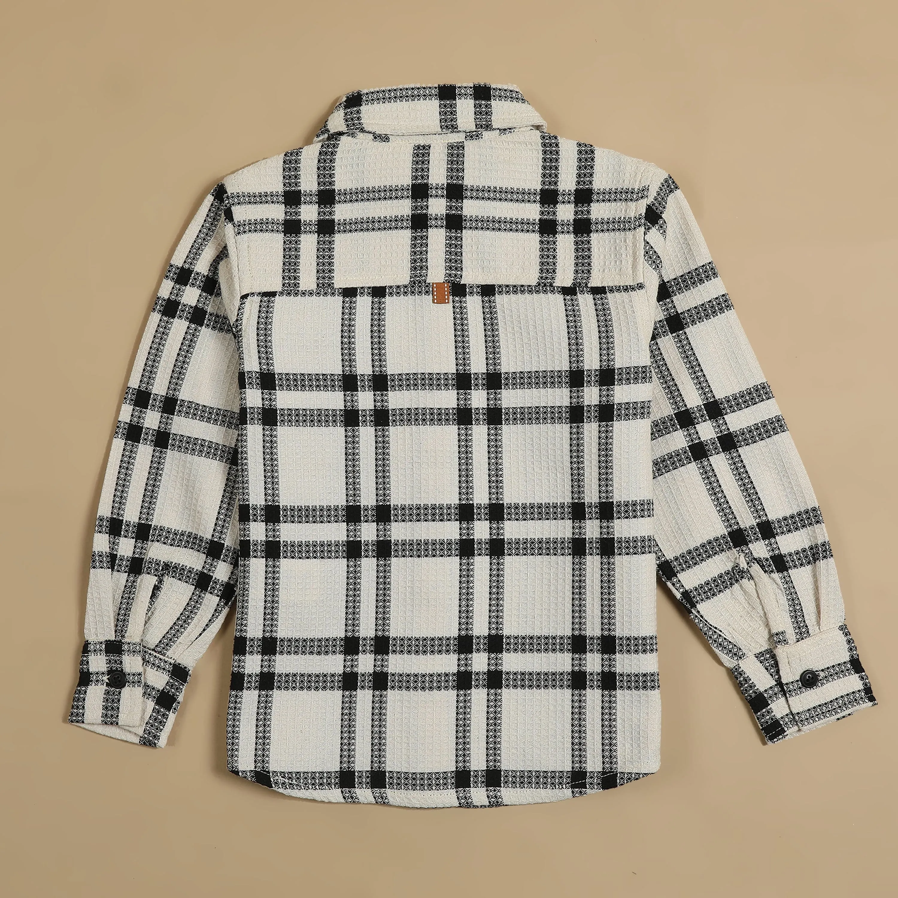 Boys Tartan Checked Shirt White Black