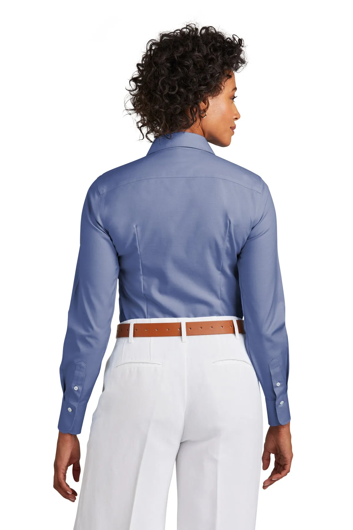 Brooks Brothers Women's Wrinkle-Free Stretch Pinpoint Shirt BB18001 Cobalt Blue