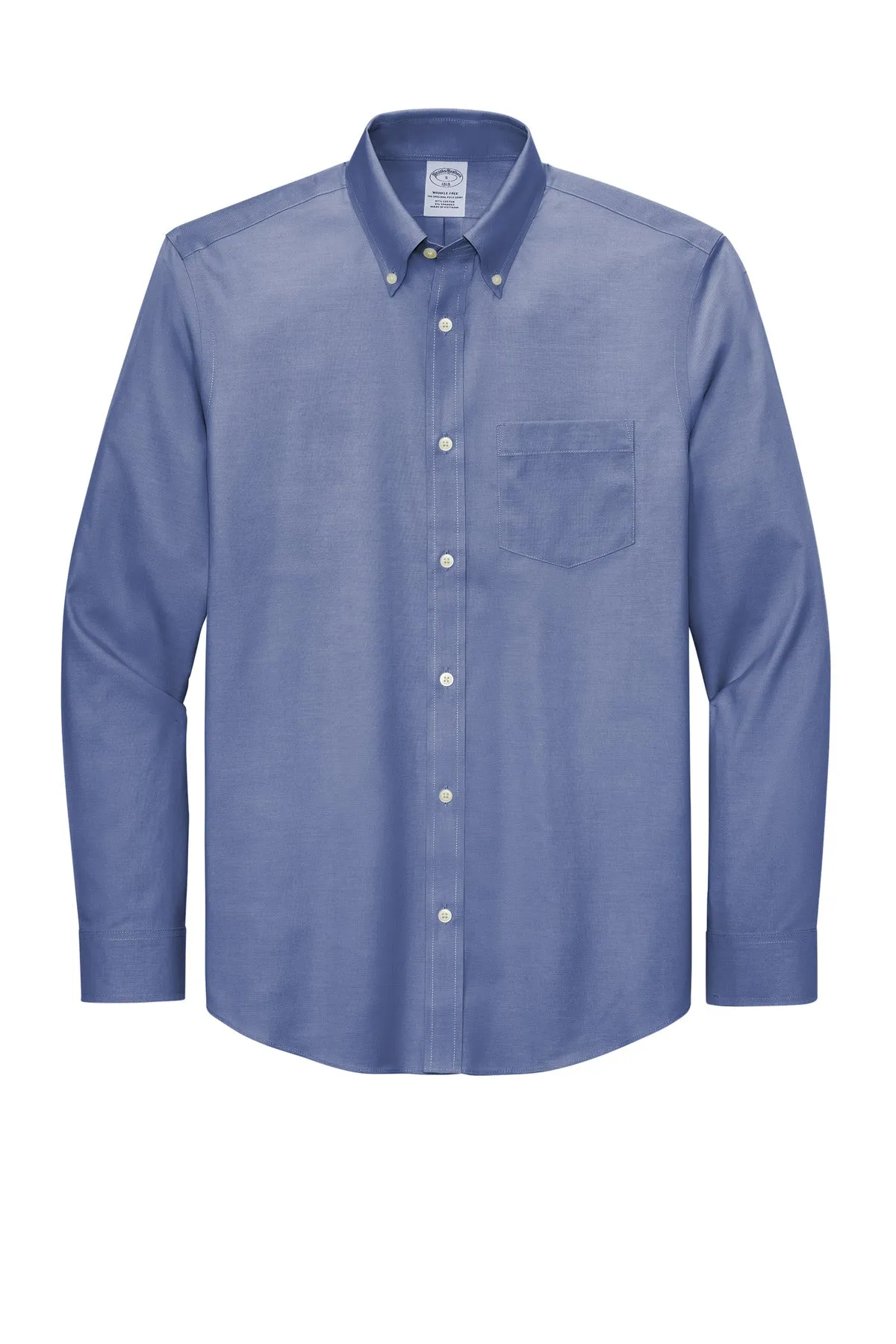 Brooks Brothers Wrinkle-Free Stretch Pinpoint Shirt BB18000 Cobalt Blue
