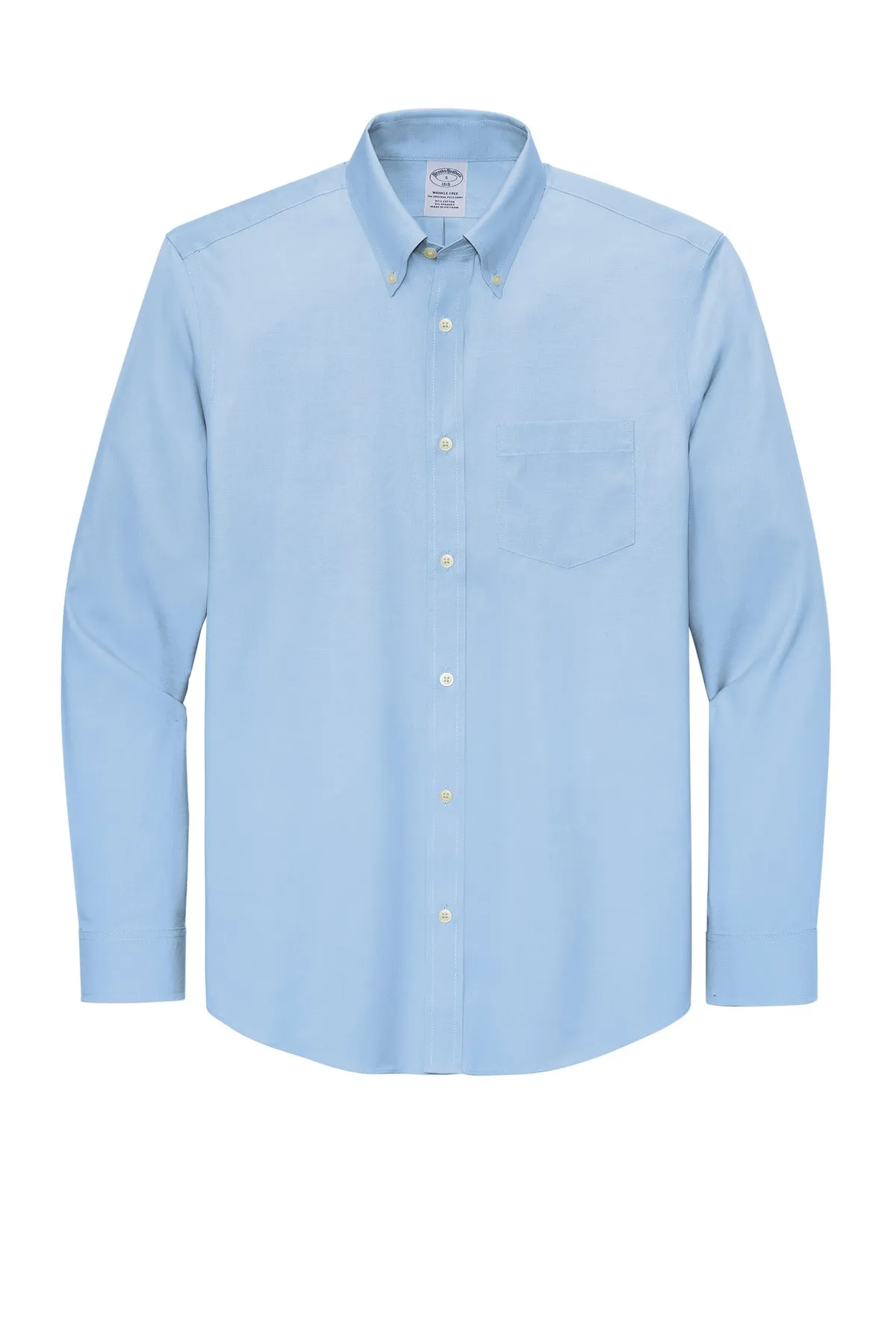 Brooks Brothers Wrinkle-Free Stretch Pinpoint Shirt BB18000 Newport Blue