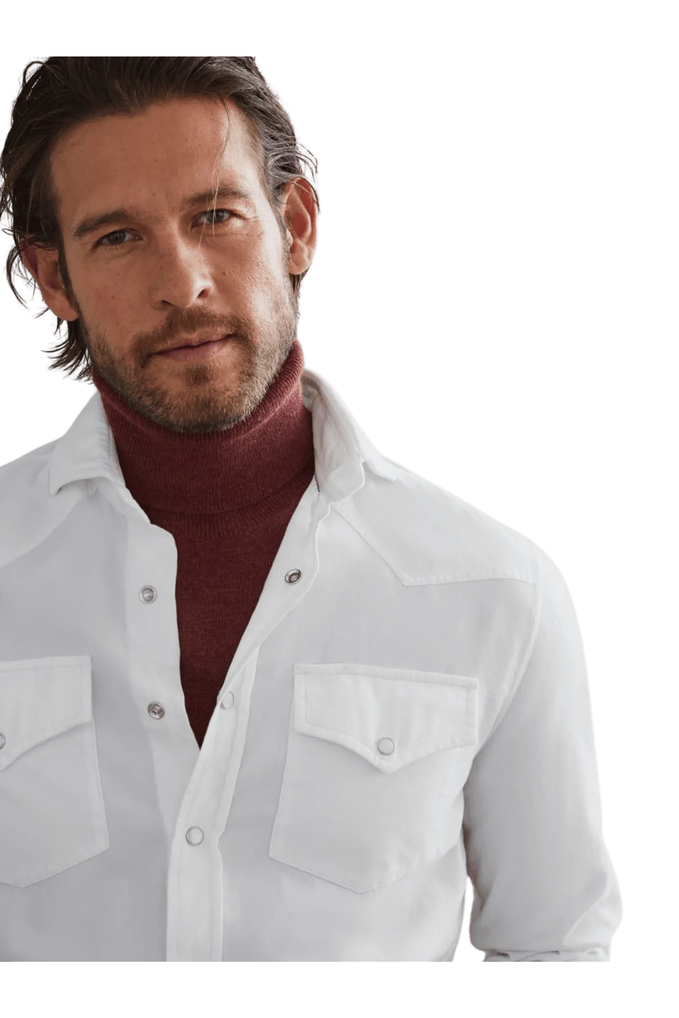 Brunello Cucinelli Men's Garment-dyed Easy Fit Western Shirt