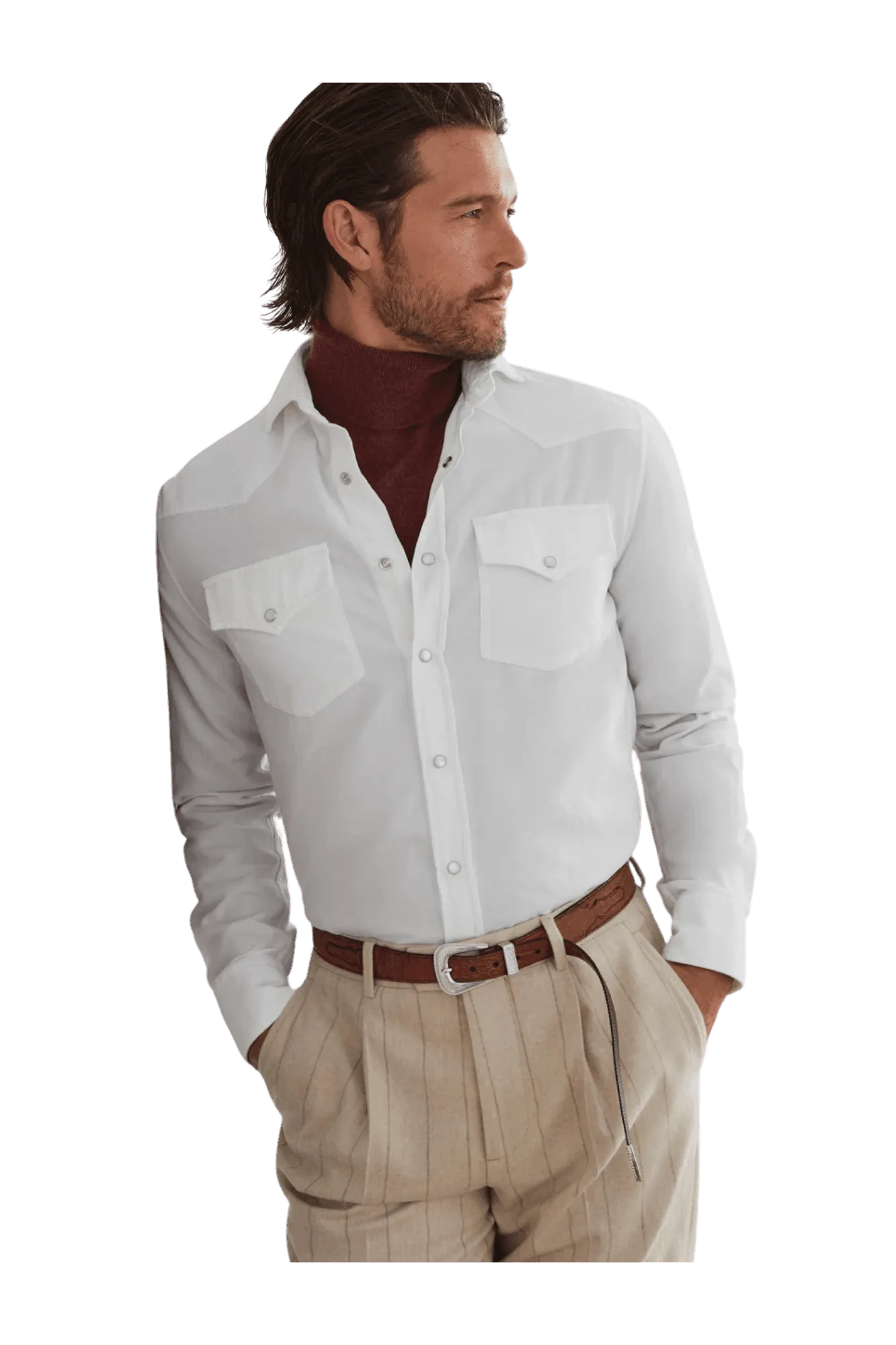 Brunello Cucinelli Men's Garment-dyed Easy Fit Western Shirt
