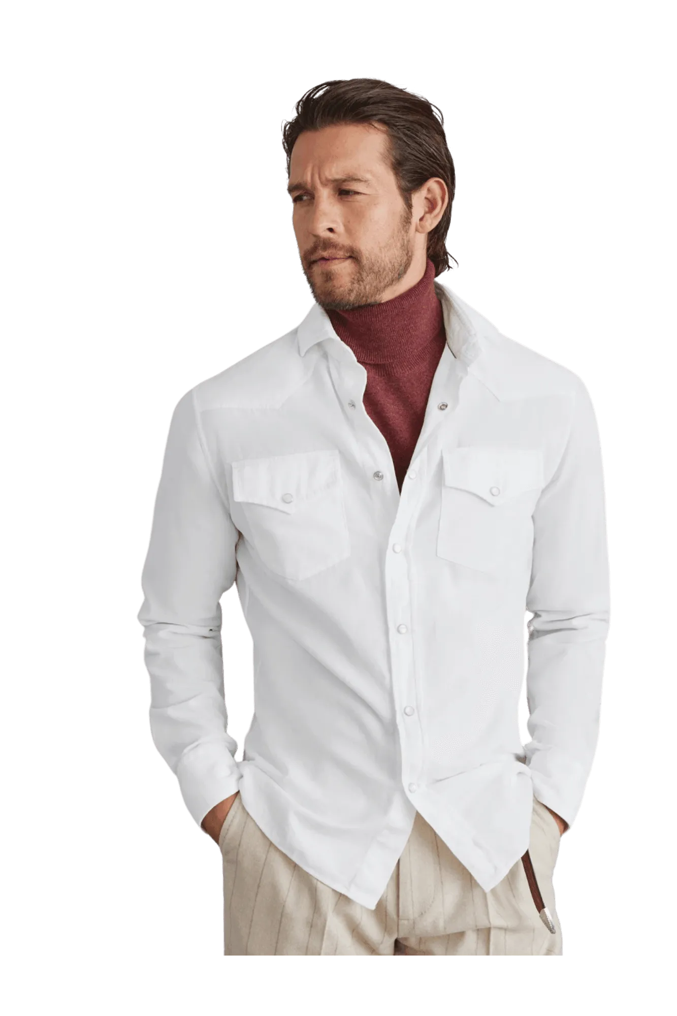 Brunello Cucinelli Men's Garment-dyed Easy Fit Western Shirt
