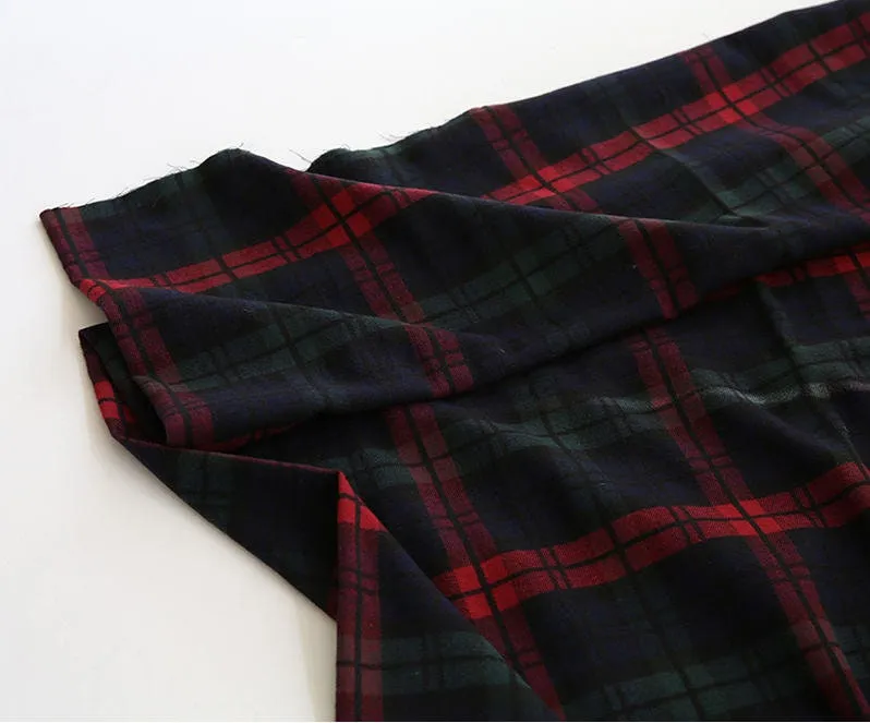 Brushed Checker Cotton Fabric, Tartan Check Fabric, Winter Fabric, Warm Fabric, Plaid Fabric, Quality Korean Fabric - By the Yard /52285