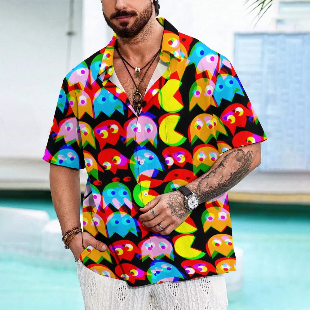 Cartoon Colorful Psychedelic Phantom Jellyfish And Yellow Mouth Monster Printing Shirt 2411004319