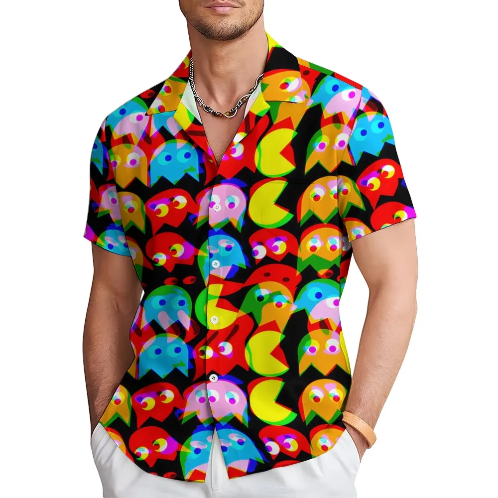 Cartoon Colorful Psychedelic Phantom Jellyfish And Yellow Mouth Monster Printing Shirt 2411004319