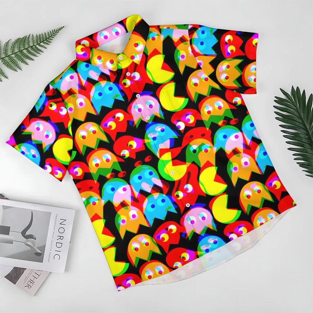 Cartoon Colorful Psychedelic Phantom Jellyfish And Yellow Mouth Monster Printing Shirt 2411004319