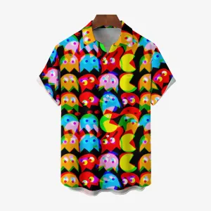 Cartoon Colorful Psychedelic Phantom Jellyfish And Yellow Mouth Monster Printing Shirt 2411004319